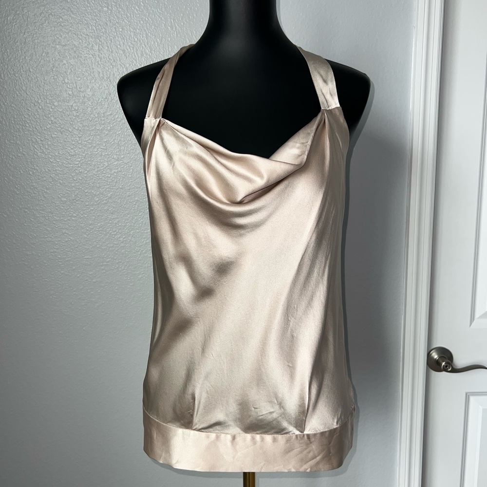 Banana Republic Silk Satin Halter Top in Soft Beige
